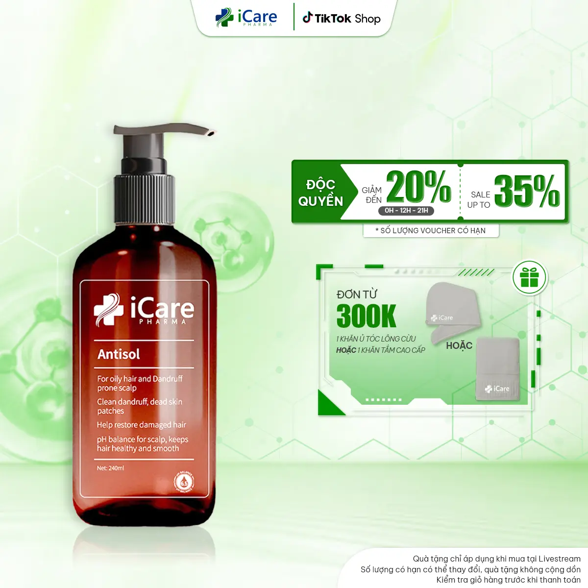 Dầu Gội Hỗ Trợ Gàu Nấm Ngứa Da Đầu Antisol iCare Pharma