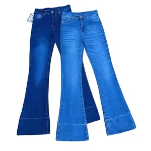 Jennie Cutbray Jeans Higwaist Lipatan Kaki Besar Jeans strecht Wanita