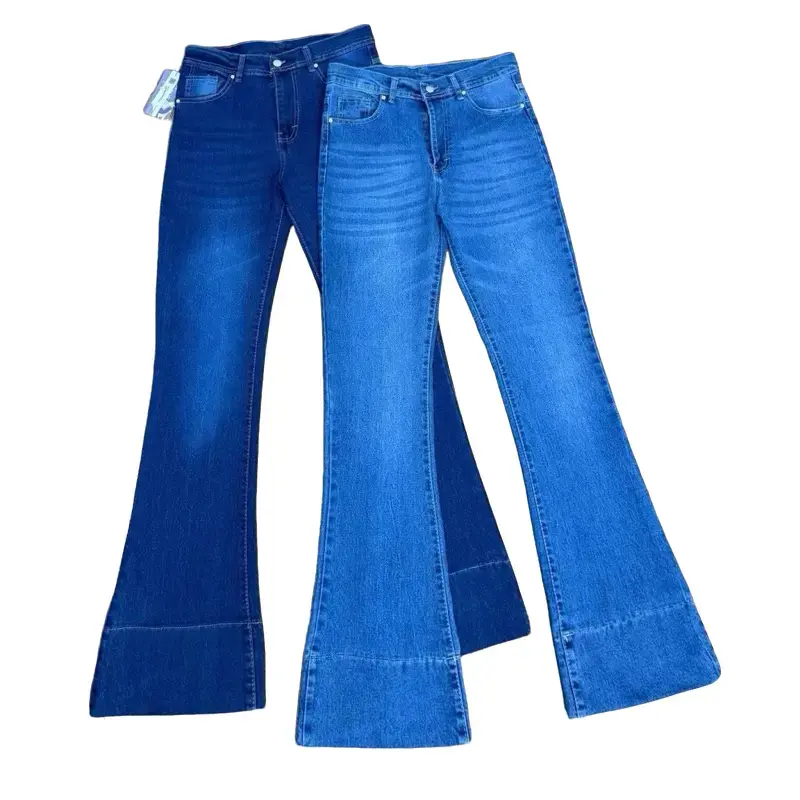 Jennie Cutbray Jeans Higwaist Lipatan Kaki Besar Jeans strecht Wanita