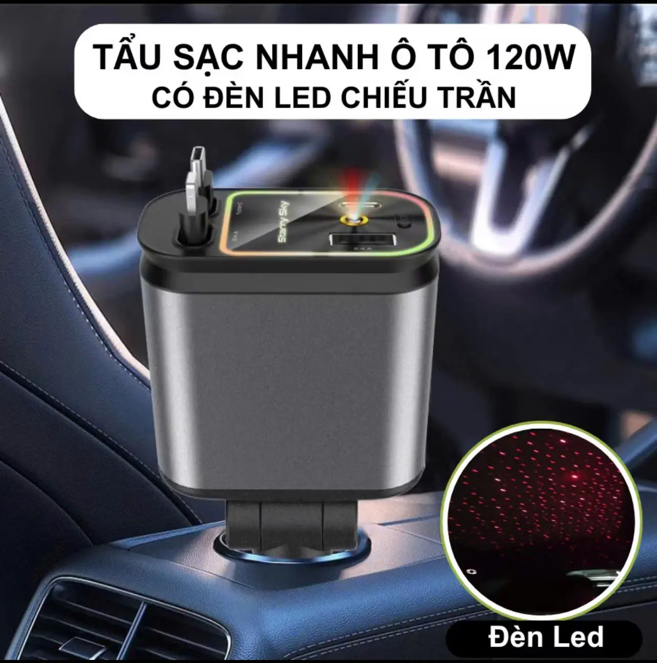 Tẩu sạc nhanh ô tô 4 trong 1  C3