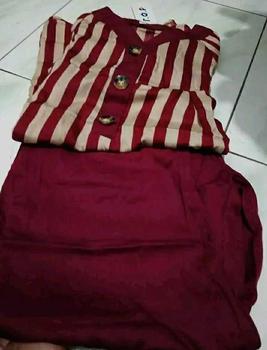 Product Review of SETELAN SALUR LD 110 120 130CM XL XXL SETELAN KATUN RAYON TWILL 116554 - SET MOTIF SALUR WANITA jumbo soft peach murah Baju Celana Kancing from B**e 0