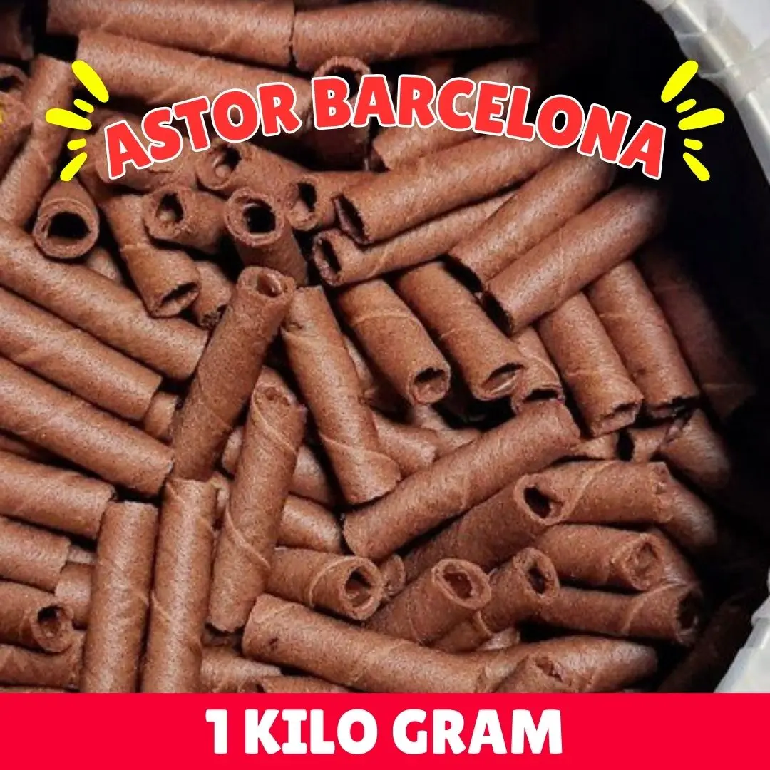 Astor Mini 1KG Murah Enak Renyah Astor Barcelona Wafer Rolls Kiloan Rasa Cokelat