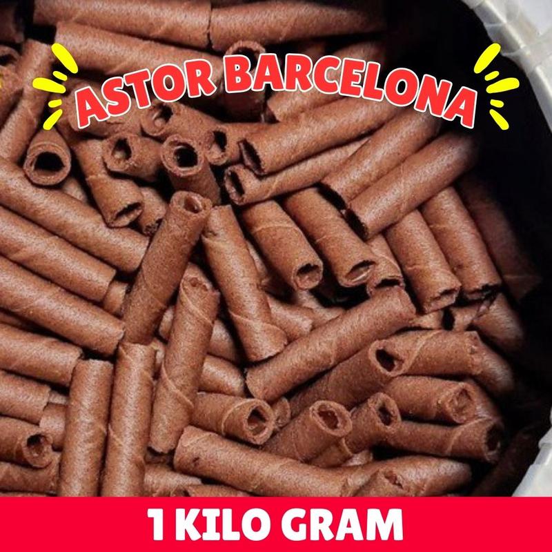 Astor Mini 1KG Murah Enak Renyah Astor Barcelona Wafer Rolls Kiloan Rasa Cokelat 0