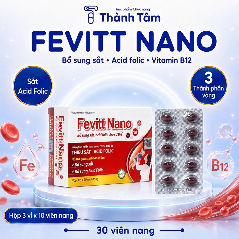 Viên uống bổ sung sắt FEVITT NANO - Hộp 30 Viên
