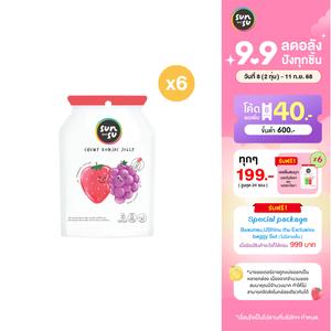 (แพ็ก 6) Sunsu ซันซุ เยลลี่ผสมบุก กลิ่นสตรอว์เบอร์รี่และองุ่น ของขวัญ