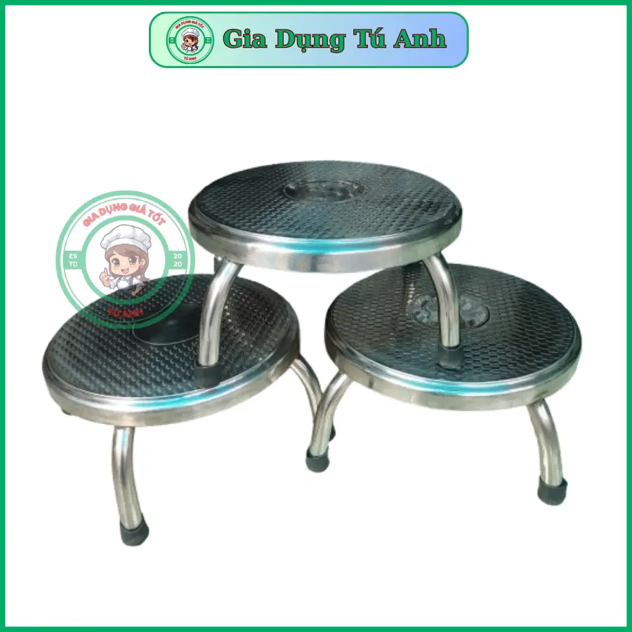 Combo 3 ghế lùn Inox - Chất Liệu Inox siêu bền Không han rỉ
