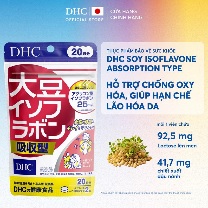   GIẢM ĐẾN 50% - DATE 30 06 2026  TPBVSK DHC Soy Isoflavone Absorption Type dạng viên uống từ Mầm đậu nành - DHC Nhật Bản chính hãng - Gói 20 ngày 