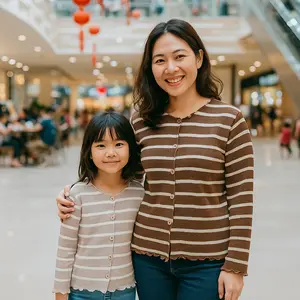 Cardigan Anak Perempuan Usia 4-12 tahun Cardigan Strip Anak Korean Fashion Cardigan Rajut