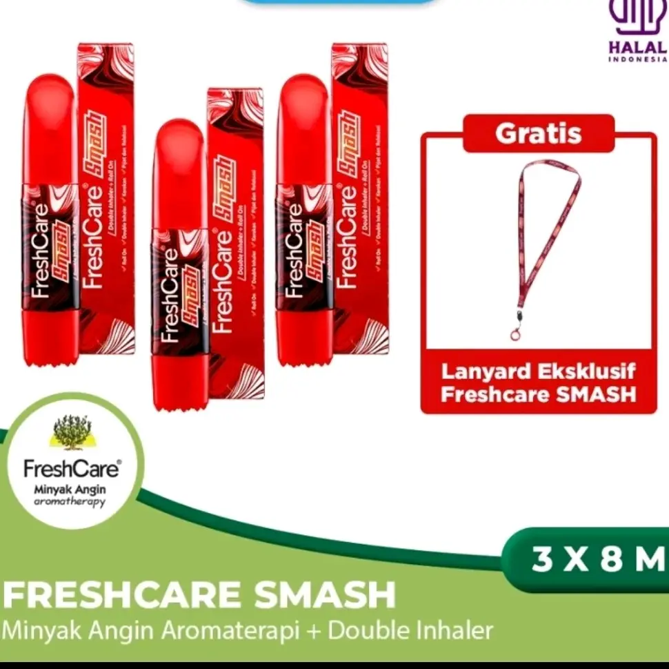 Freshcare SMASH Double Inhaler + Roll On 8ml Minyak Lemon Menthol Pijit Mengencangkan - Melembutkan, Leher
