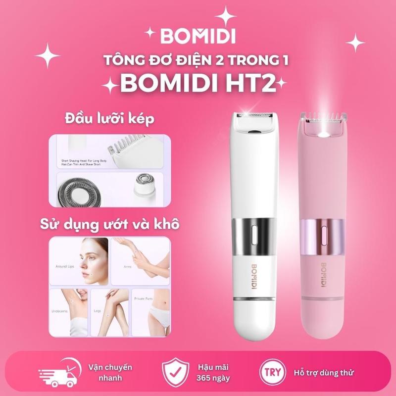  BOMIDI HT2 Tông đơ điện 2 trong 1 ,Chống nước IPX4 Hiệu quả cao & Cạo mượt mà,Không gây dị ứng & Không gây đau rát Dung lượng pin 400mAh Kèm chổi vệ sinh Cồng sạc Type-C 