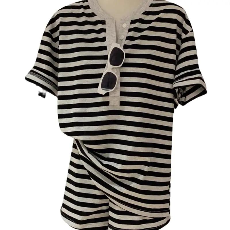 Xả Kho Bộ Đồ Nữ Quần Đùi Áo Tay Ngắn quần đùi Kẻ Sọc Size S M L XL Thoải Mái Năng Động Sang Trọng Cho Nữ