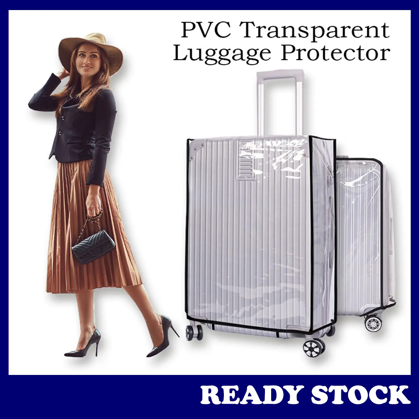 Transparent Luggage Cover Protector (18"-30") Sarung Beg Luggage Travel Cover Waterproof Cover Luggage Usable Suitcase