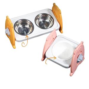 Pet Neck Protection Double Bowl Stainless Steel Anti-Black Mouth Cat Bowl Cat Drinking Water Food Bowl Double Connected Bowl Height Adjustable Single Bowl elevated  cat bowl cat  ceramic  bowl stainless  cat  bowl elevated  pet  food bowl bottle  original
