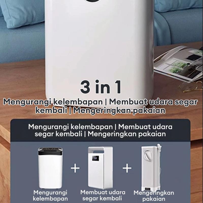 [COD] Tixx Dehumidifier kamar Tangki Air 2.5L Transparan 3 in 1 Serap Kelembaban Udara Atasi Lembab & Jamur Keringkan Pakaian Udara Segar Ion Negatif Aromaterapi Suara Senyap Auto Stop Alarm Low Watt Hemat Daya Praktis Mudah Dioperasikan