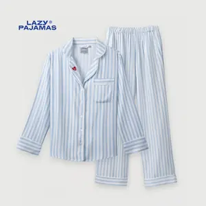 Lazy Pajamas® PLAY Pajamas Long Set - Blue Stripes | Piyama | Baju Tidur
