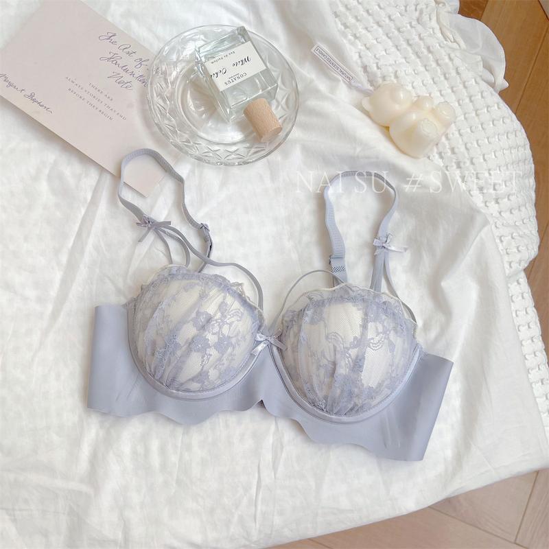 Product Introduction of Japanese Cute Style Refined and Simple Underwear Women's Small Chest Push up Extra Thick Lace Bra No Steel Ring Girl's Chest Support Bra 29