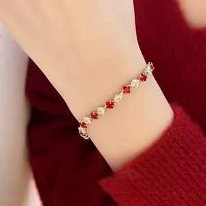 Gelang titanium ruby ​​cantik\gelang mewah ringan anti karat tidak luntur