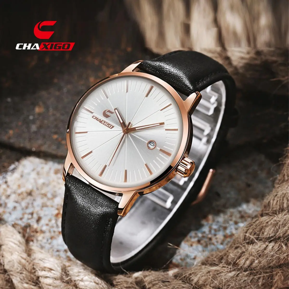 Đồng Hồ Nam, CHAXIGO, Chống Nước, Dây Da, Phong Cách Thời Trang Chính Hãng, Chuyển Động Thạch Anh, Có Lịch, 6121 Watch Đeo Tay