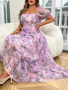 Vestido de mujer elegante con estampado de gasa, ropa femenina a la moda, perfecto para ocasiones casuales y formales, diseño cómodo y chic