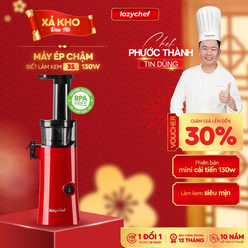 HOT NEW Máy Ép Chậm Mini 3S Lazychef 130W Premium - Máy Ép Trái Cây Máy Làm Kem Hoa Quả Ép Kiệt Bã Tháo Lắp Trong 3 Giây Bảo Hành 12 Tháng Hỗ Trợ Kỹ Thuật 10 năm Xay Sinh Tố