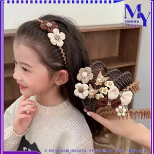 MYNOONA Bando Sirkam Wanita Bentuk Gelombang Zigzag Bandana Aksesoris Headband Anti Selip Karkater Bando Sirkam Anak Lucu