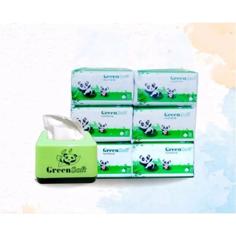 Tisu Meja Green Soft tissu kecil Isi 6pcs + Tempat Gratis - Putih, Hijau 2