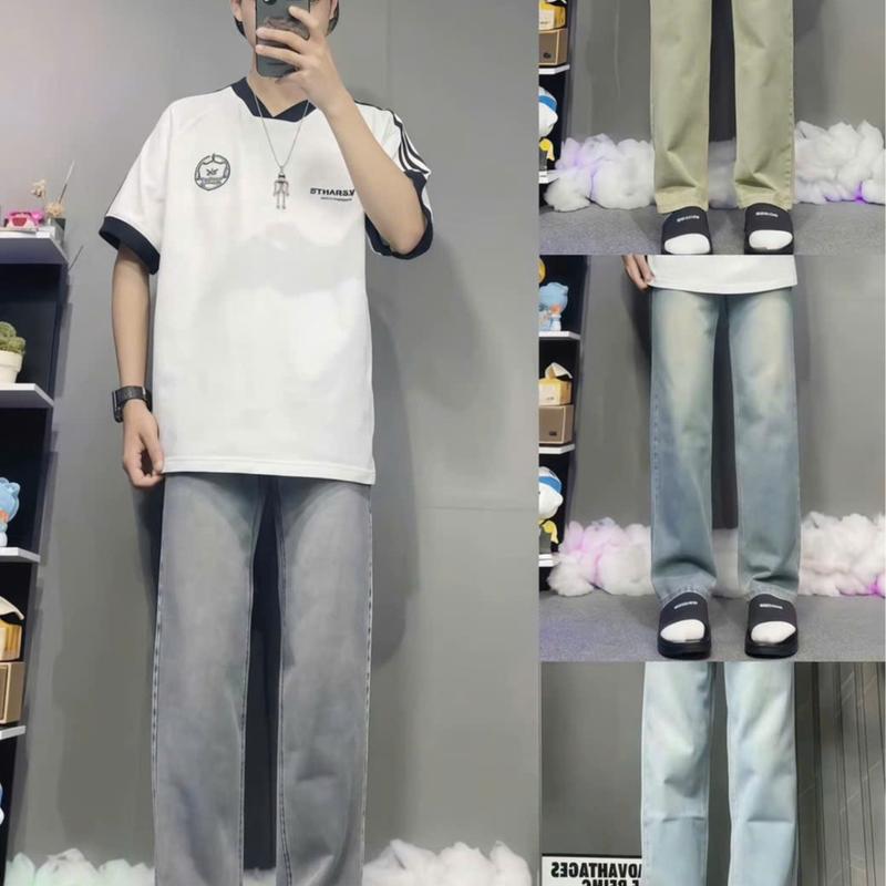 Ngọc Mặc Gì X LINHSAN BOUTIQUE _ Quần Jean Dài Nam - Jean Coton- Fom Suông Ống Đứng Ống Rộng - Bốn Màu Cho Anh Em Lựa Chọn