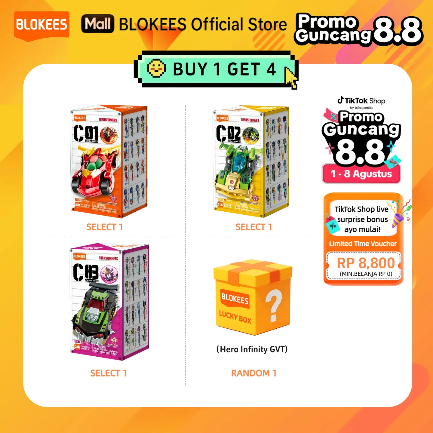[Beli 1 Dapat 4] Blokees wheels Limited Set- Paket mainan terbatas