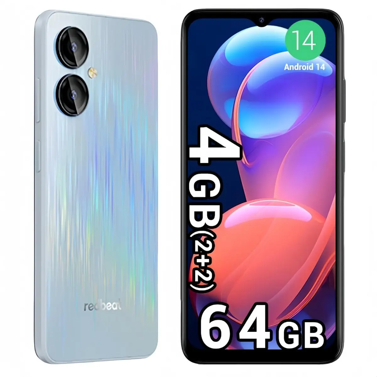 Redbeat D5 Android 14 Cellphone,6.52 Inch HD+60HZ,Octa-Core 6GB (3