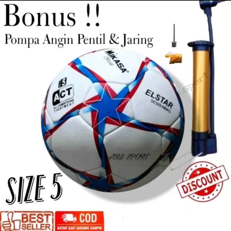 BOLA SEPAK SIZE 5 MIKASA ELSTAR KUALITAS ORIGINAL 100% REALPICT FREE POMPAAN Ball 0