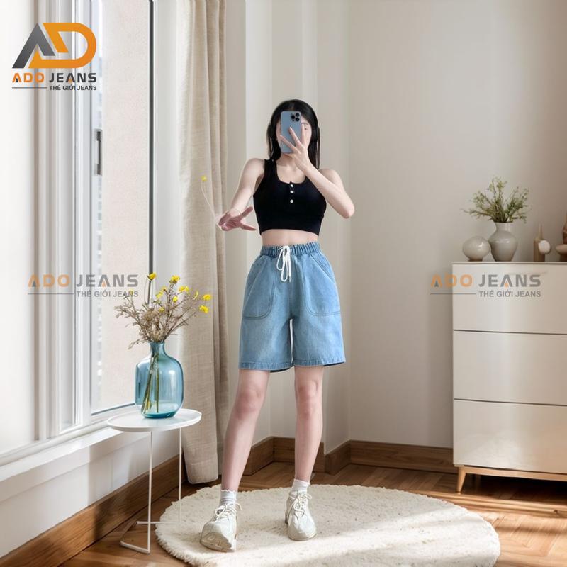 Product Introduction of Quần ngố Jean lưng chun dây thắt, lưng thun co giãn có bigsize  (mã SJ111) Nữ Pants Women 12