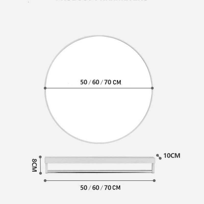 Product Introduction of Circular Hanging Mirror with Shelf - Decorative Round Mirror for Bathroom and Makeup Area - Scandinavian Design - Minimalistic Look 8