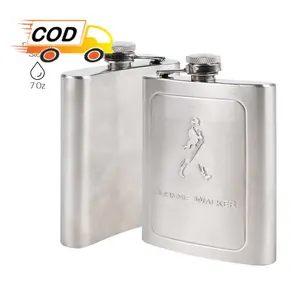 Hip Flask Stainless Steel 7 Oz Botol Minum Wine Desain Retro Unik Anti Karat Tahan Benturan Logo Whiskey