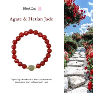 BlinkCat - Gelang Giok Alami : Agate & Hetian Jade | BlinkCat Natural Jade Bracelet