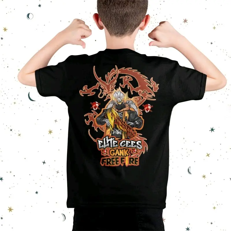 Kaos anak laki-laki dan perempuan gambar ff elite cs ak draco bundle naga orange / Baju atasan anak cewek cowok gambar ak draco bundle set naga fashion anak hitam putih 2