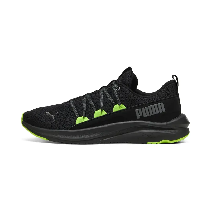 PUMA Sepatu Lari Pria Softride One4all Black-Green Glare-Cool Dark Gray