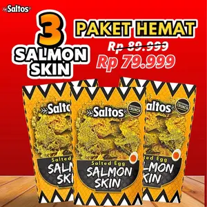 PAKET HEMAT  3 Crispy Salmon Skin Salted Egg  - Kripik kulit Salmon Krispi Rasa Telur Asin