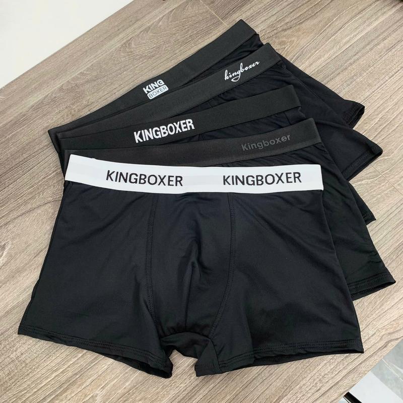 Combo 4 quần lót nam cao cấp sịp đùi thun lạnh Màu Đen Mix Cạp do lot nam kháng khuẩn KINGBOXER quan xi nam 2025 co dãn mềm mại Quần Boxer Nam Menswear quansip boxerman boxer quan sip