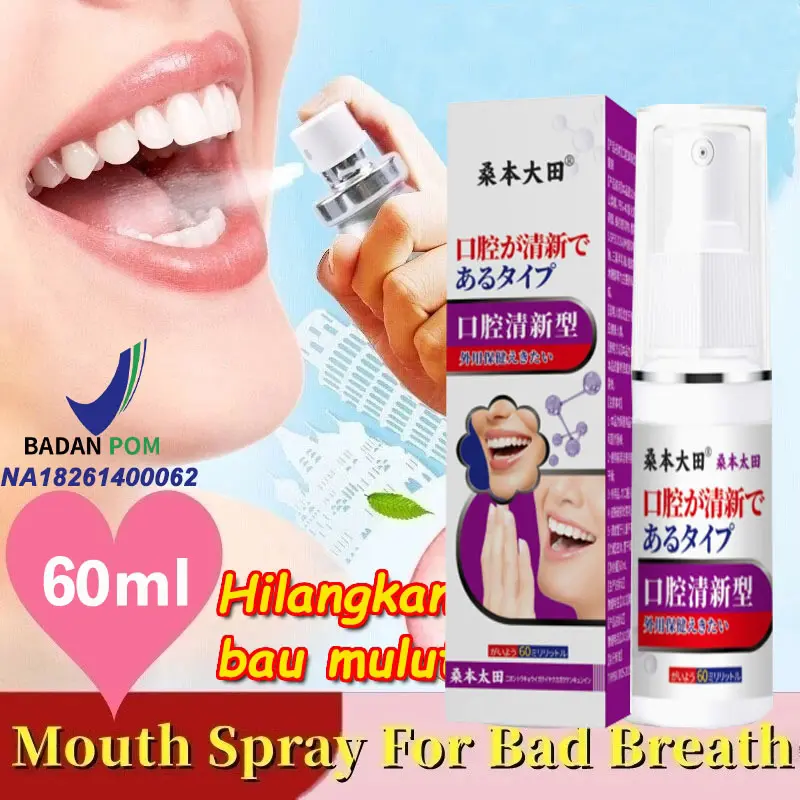 Spray Penghilang Bau Mulut dan Nafas Mouth Spray Penyegar Nafas Bau Pemutih Gigi BPOM