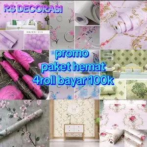 Promo Paket Beli 100K Dapat 4 Roll Wallpaper Dinding Sticker Dinding Kekinian Kamar Tidur Mewah Kertas stiker untuk rumah kayu pvc tembok meja wallpaper & dekorasi dinding rainbow