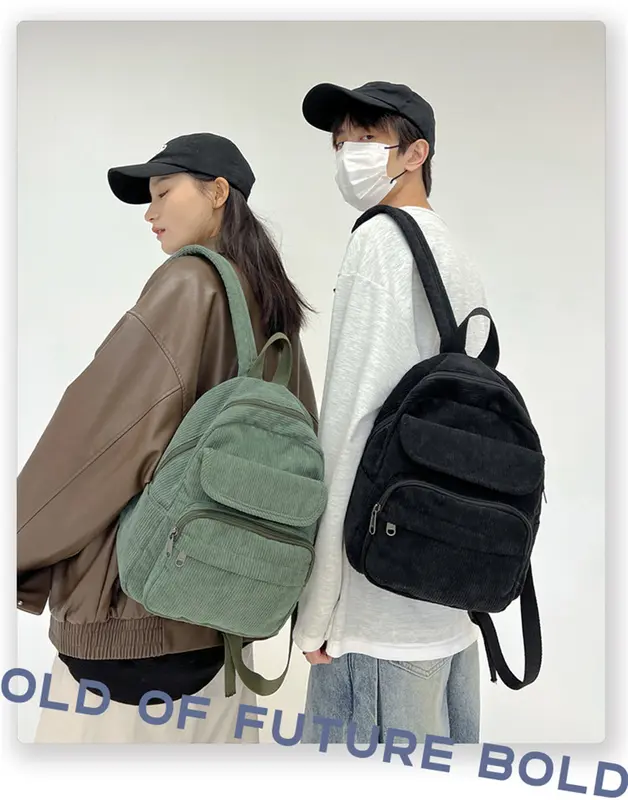 OneBear Tas Ransel Serbaguna Tas Ransel Corduroy multifungsi Wanita Terbaru Backpack Cewek full Korean Style tas ransel sekolah cewek LM23 6