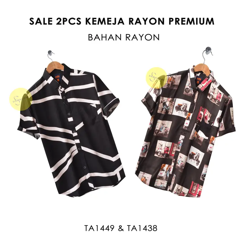 2 PCS Kemeja Bahan Rayon Pria Brand Paradhox Kerah Biasa dan Kerah Piyama atau kerah sanghai 0
