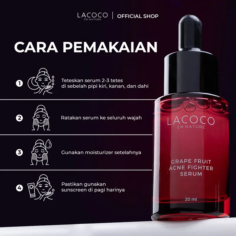 [BELI 2 MAKIN CUAN] Lacoco Grape Fruit Acne Fighter Serum 20ml Berjerawat Perawatan Wajah 4