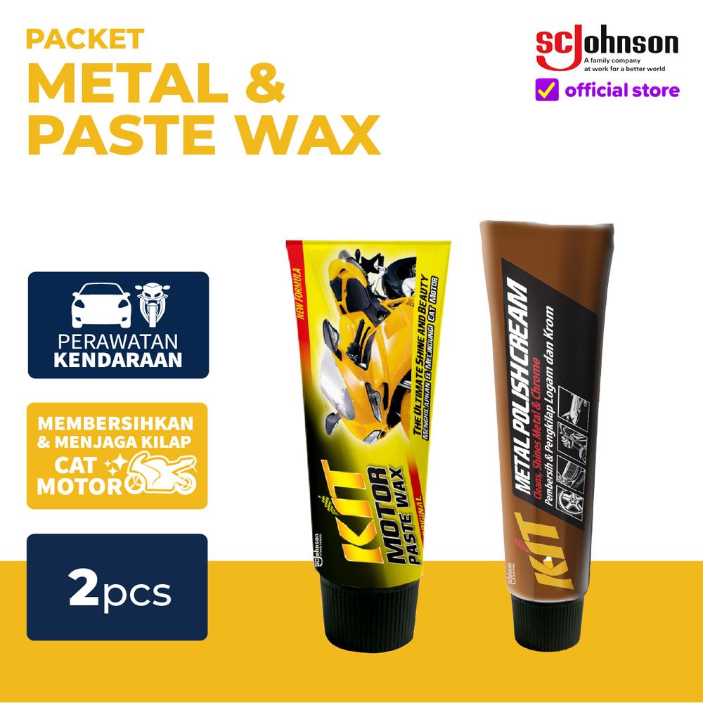 KIT Paket Metal & Paste Wax [Kit Metal Polish 50g x2 + KIT Motor Paste Wax Pengkilap Cat Motor Original 25g x5]