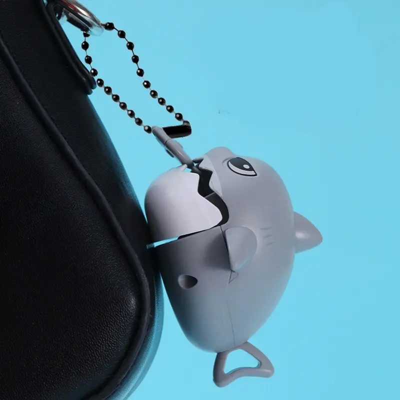 Gantungan Kunci Model Hiu Liontin Kawat Tarik Benang Gigit bisa ditarik digantung di tas Mainan Lucu Keychain 3