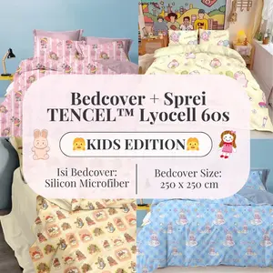 FORTUNA INDAH - {NEW KIDS EDITION} Bedcover Set + Sprei - TENCEL(TM) Lyocell 60s Tinggi 40 Isi Microfiber Karet Bantal Sarung King