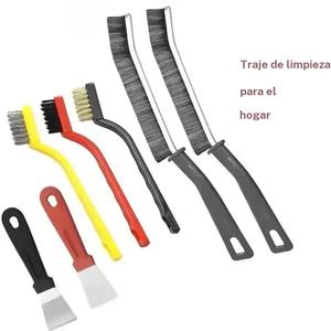Set de 7 cepillos para limpieza de alta resistencia, cerdas anti-rayas, mangos ergonómicos, uso en múltiples superficies, ideal para el cuidado del hogar, ideas para regalos