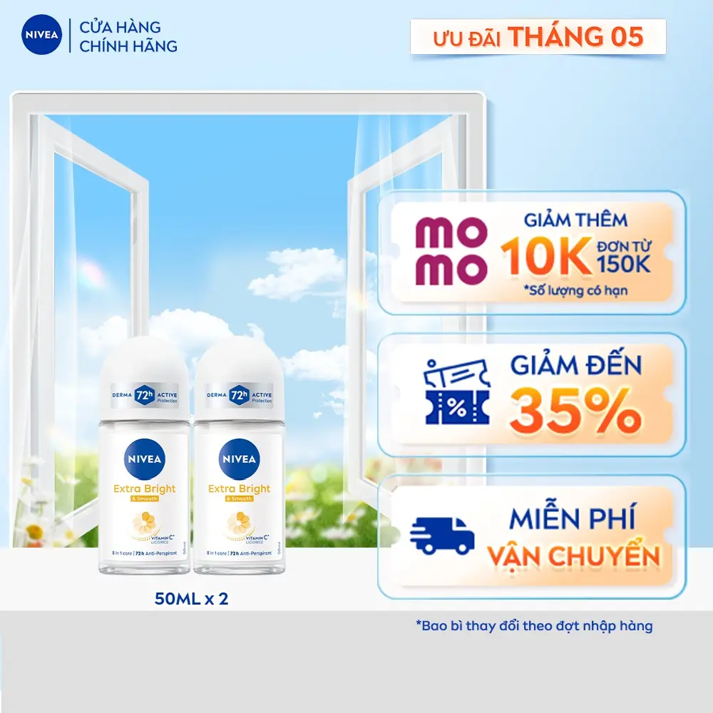 Bộ 2 Lăn Ngăn Mùi NIVEA Brightening & Smooth Vitamin C (50 ml) - 81644x2
