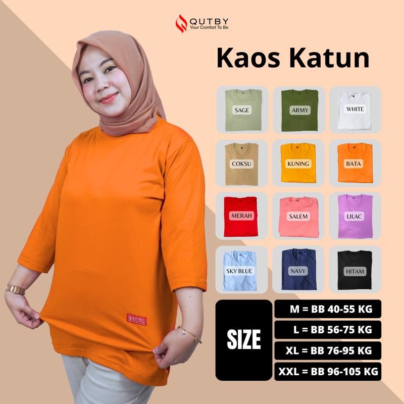QUTBY - Kaos Polos Wanita Jumbo Katun Combed Premium 24s 3