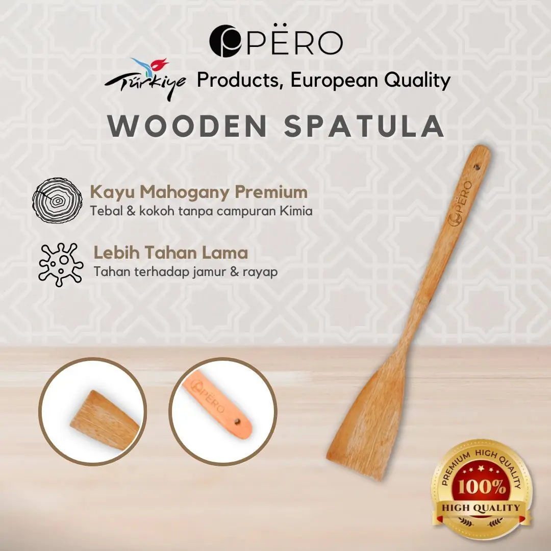 [BEST DEAL] Pero Spatula Kayu Mahogany / Silicone Spatula Set 3 Premium BPA Free / Peralatan Masak Anti Lengket